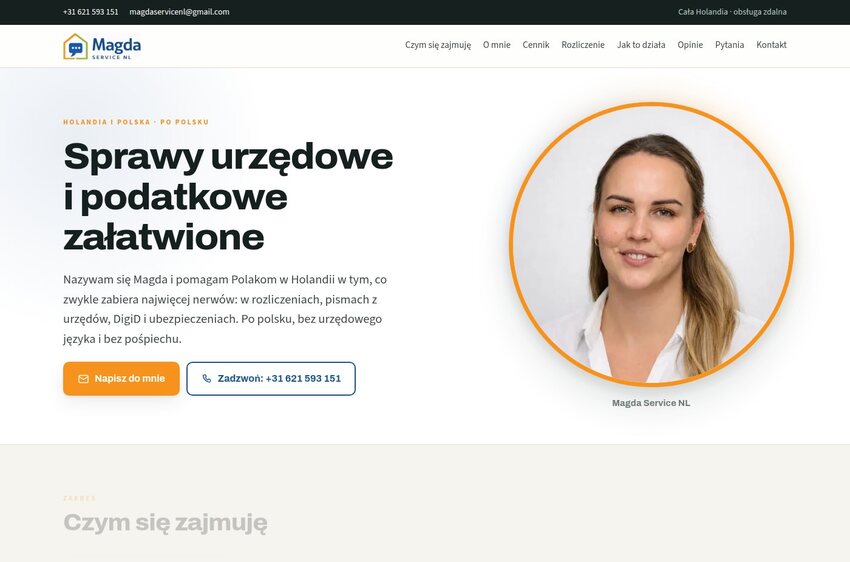 Strona klientki: Magda Service NL — a live client site